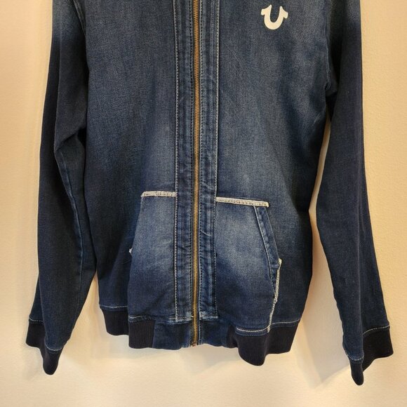 True Religion Men's Sweatshirt XL/TG Crafted With Pride Zip Hoodie Indigo Blue - Picture 5 of 15